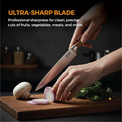 VAV GET Premium 5-inch Utility Knife. Comfortable Walnut Wood Handle and Professional Stainless Steel with Long-Lasting Sharpness.