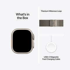 Apple Watch Ultra 3 GPS + Cellular 49mm Premium Running and Multisport Smartwatch with Rugged Natural Titanium Case with Natural Titanium Milanese Loop - Large. Advanced Health and Fitness Tracking  - Middle East Version