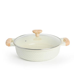 VAV GET 28 CM Shallow Casserole with Lid – Ceramic Non-Stick, Lattice Series, Induction Compatible