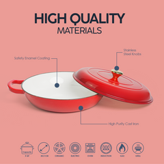 VAV GET  Enameled Cast Iron Dutch Oven Shallow Casserole 12-inch