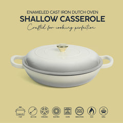 VAV GET  Enameled Cast Iron Dutch Oven Shallow Casserole 12-inch
