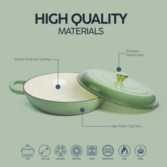 VAV GET  Enameled Cast Iron Dutch Oven Shallow Casserole 12-inch