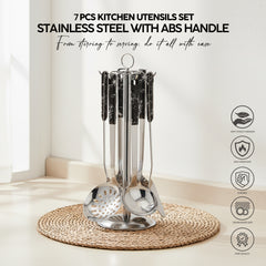 VAV GET 7 pcs Kitchen Utensils Set, Stainless Steel with ABS Handle.