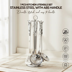 VAV GET 7 pcs Kitchen Utensils Set, Stainless Steel with ABS Handle.