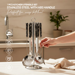 VAV GET 7 pcs Kitchen Utensils Set, Stainless Steel with ABS Handle.