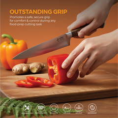 VAV GET Premium 8-inch Chef's Knife. Comfortable Walnut Wood Handle and Professional Stainless Steel with Long-Lasting Sharpness.