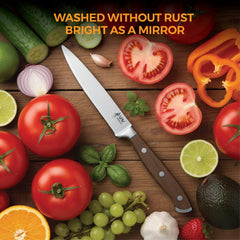 VAV GET Premium 5-inch Utility Knife. Comfortable Walnut Wood Handle and Professional Stainless Steel with Long-Lasting Sharpness.