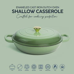 VAV GET  Enameled Cast Iron Dutch Oven Shallow Casserole 12-inch
