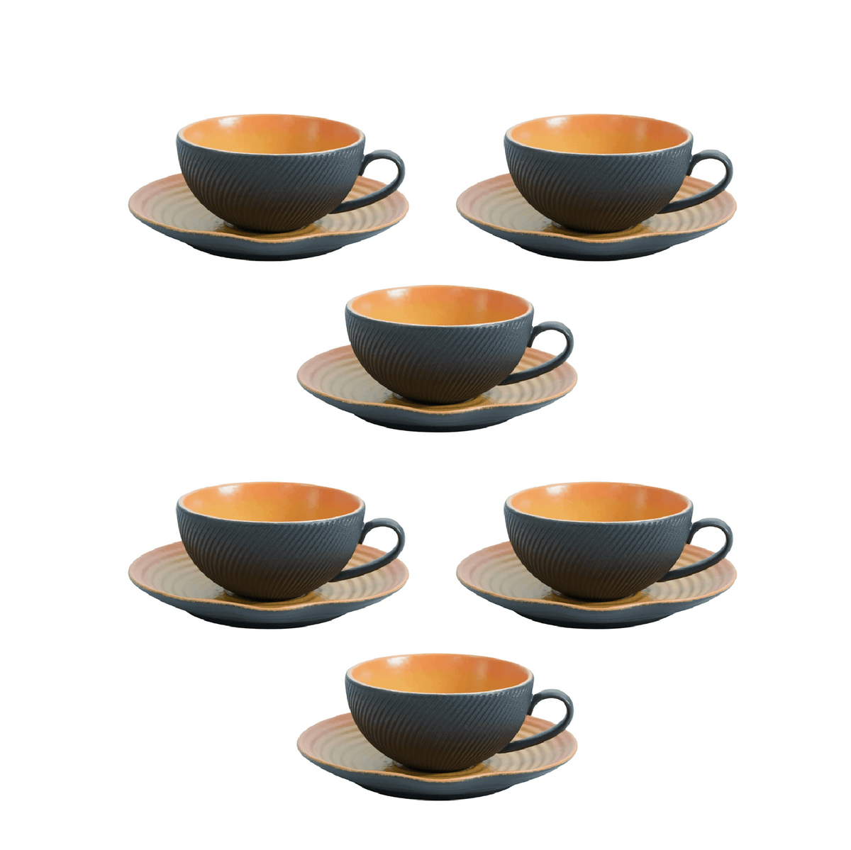 VAV GET 12-Piece Creative Porcelain Coffee Cups (200 ml - 6.7 Oz) & Saucers Set For 6 people