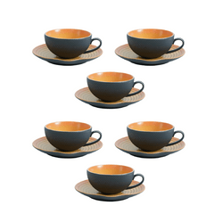 VAV GET 12-Piece Creative Porcelain Coffee Cups (200 ml - 6.7 Oz) & Saucers Set For 6 people