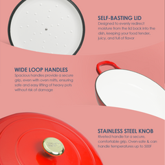 VAV GET  Enameled Cast Iron Dutch Oven Shallow Casserole 12-inch