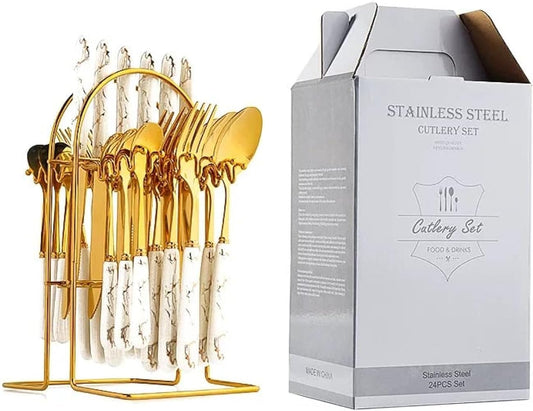 VAV GET 24-PIECE FLATWARE CUTLERY SET FOR 6 PEOPLE.