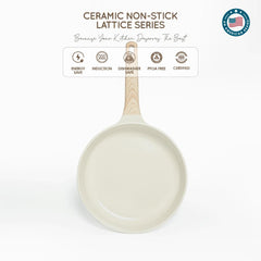 VAV GET Healthy & Safe Ceramic Nonstick 10-Pcs Cookware Set, Non-Toxic, Induction Ready, PFAS-PFOA Free Set with Soft-Touch Handles. Lattice Series Includes: 28cm and 24cm Casseroles with 28cm Steamer, 28cm Wok and 28cm Shallow Pans, 26cm Fry Pan.