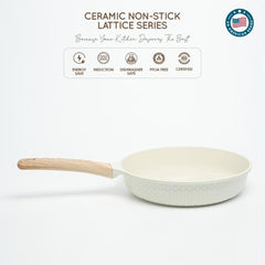VAV GET Healthy & Safe Ceramic Nonstick 10-Pcs Cookware Set, Non-Toxic, Induction Ready, PFAS-PFOA Free Set with Soft-Touch Handles. Lattice Series Includes: 28cm and 24cm Casseroles with 28cm Steamer, 28cm Wok and 28cm Shallow Pans, 26cm Fry Pan.