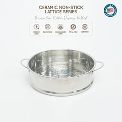 VAV GET Healthy & Safe Ceramic Nonstick 10-Pcs Cookware Set, Non-Toxic, Induction Ready, PFAS-PFOA Free Set with Soft-Touch Handles. Lattice Series Includes: 28cm and 24cm Casseroles with 28cm Steamer, 28cm Wok and 28cm Shallow Pans, 26cm Fry Pan.
