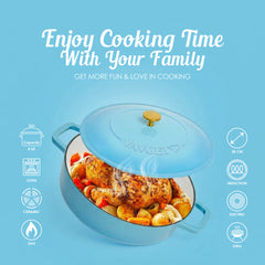VAV GET Enameled Cast Iron Dutch Oven Braiser. 28cm, 3.79L, Ocean Blue, Induction & All Hob Compatible, Oven & Grill Safe