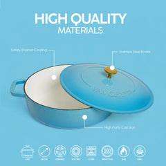 VAV GET Enameled Cast Iron Dutch Oven Braiser. 28cm, 3.79L, Ocean Blue, Induction & All Hob Compatible, Oven & Grill Safe