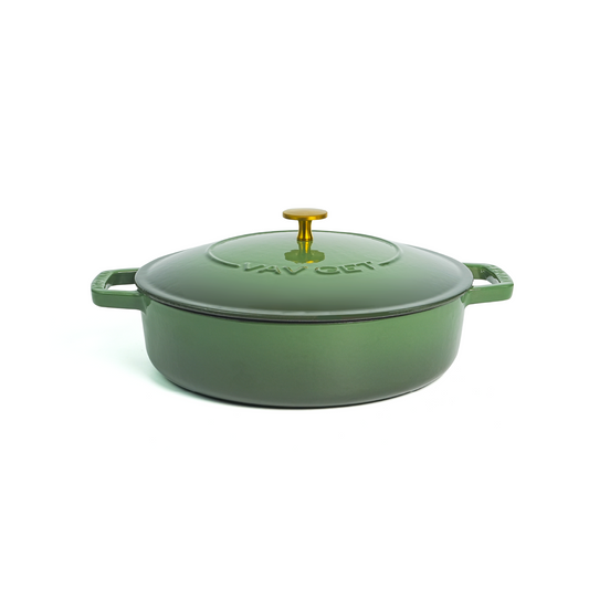 VAV GET Enameled Cast Iron Dutch Oven Braiser. 28cm, 3.79L, Olive Green, Induction & All Hob Compatible, Oven & Grill Safe