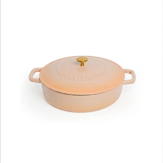 VAV GET Enameled Cast Iron Dutch Oven Braiser. 28cm, 3.79L, Peach, Induction & All Hob Compatible, Oven & Grill Safe