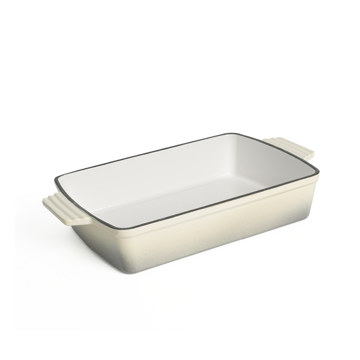 VAV GET Healthy & Safe Enamel Cast Iron Rectangular Roasting Dish, (12-Inch, Cream) Oven & Induction Compatible, Easy-Clean Non-Stick Interior