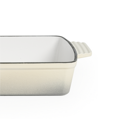 VAV GET Healthy & Safe Enamel Cast Iron Rectangular Roasting Dish, (12-Inch, Cream) Oven & Induction Compatible, Easy-Clean Non-Stick Interior