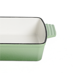 VAV GET Healthy & Safe Enamel Cast Iron Rectangular Roasting Dish, (12-Inch, Green) Oven & Induction Compatible, Easy-Clean Non-Stick Interior