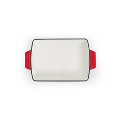 VAV GET Healthy & Safe Enamel Cast Iron Rectangular Roasting Dish, (12-Inch, Red) Oven & Induction Compatible, Easy-Clean Non-Stick Interior