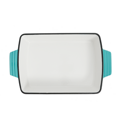 VAV GET Healthy & Safe Enamel Cast Iron Rectangular Roasting Dish, (12-Inch, Teal) Oven & Induction Compatible, Easy-Clean Non-Stick Interior