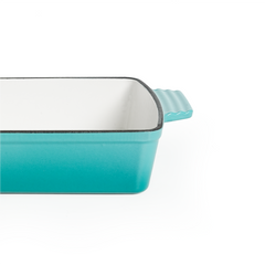VAV GET Healthy & Safe Enamel Cast Iron Rectangular Roasting Dish, (12-Inch, Teal) Oven & Induction Compatible, Easy-Clean Non-Stick Interior