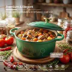 VAV GET Healthy and Safe Non-Stick Enameled Cast Iron 8-Piece Dutch Oven Cookware Set. Includes: 24cm Dutch Oven Fry Pan, Dutch Oven Crepe Pan, 18cm, 21cm, and 24cm Dutch Ovens with Lids.