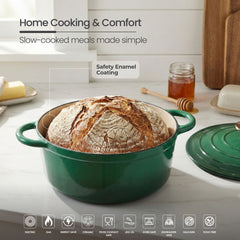 VAV GET Healthy and Safe Non-Stick Enameled Cast Iron 8-Piece Dutch Oven Cookware Set. Includes: 24cm Dutch Oven Fry Pan, Dutch Oven Crepe Pan, 18cm, 21cm, and 24cm Dutch Ovens with Lids.