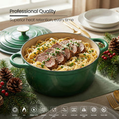 VAV GET Healthy and Safe Non-Stick Enameled Cast Iron 8-Piece Dutch Oven Cookware Set. Includes: 24cm Dutch Oven Fry Pan, Dutch Oven Crepe Pan, 18cm, 21cm, and 24cm Dutch Ovens with Lids.