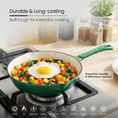 VAV GET Healthy and Safe Non-Stick Enameled Cast Iron 8-Piece Dutch Oven Cookware Set. Includes: 24cm Dutch Oven Fry Pan, Dutch Oven Crepe Pan, 18cm, 21cm, and 24cm Dutch Ovens with Lids.