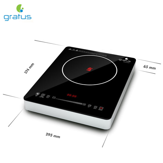 Gratus 2200 Watts Infrared Cooker with Touch Controller, Digital Display, 1 year warranty (Suits all type of vessels)