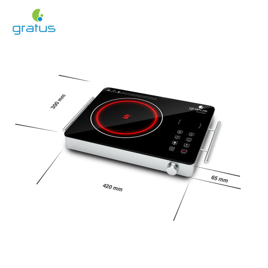 Gratus 2200 Watts Infrared Cooker with Sensor Touch & Knob Controller, Digital Display, 1 year warranty (Suits all type of vessels)
