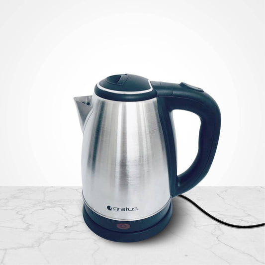 Gratus Stainless Steel Electric Kettle 1.8Liter 1500-1800Watt, Durable S/S body and Inner lid, Auto Shut Off, No Dry Run, Cordless Base, 2 Year Warranty (Silver Steel).
