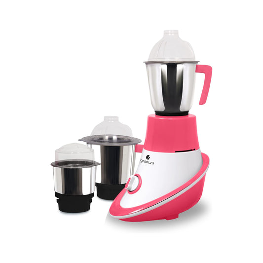 Gratus 600watts Mixer Grinder with 3 Strong Steel Jars, Powerful Copper Motor, Overload Protection, 2 years warranty.