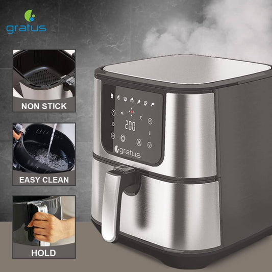 Gratus Air Fryer, Overheating Protection Function Inbuilt, The healthy Airfryer which leads you to Oil free, Low fat cooking. 5.5LCapacity, Digital Display, 1800 W, 2 Year warranty.
