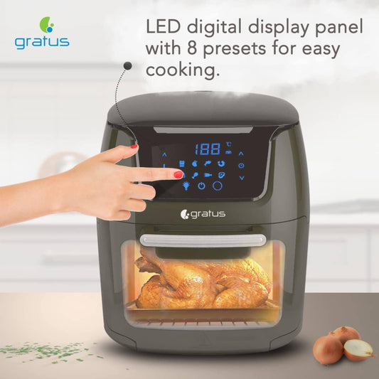 Gratus Air Fryer, The healthy Airfryer which leads you to Oil free, Low fat cooking. 12L Capacity, Digital Display, Overheating Protection Function Inbuild, 1800 W, 2 Year Warranty.
