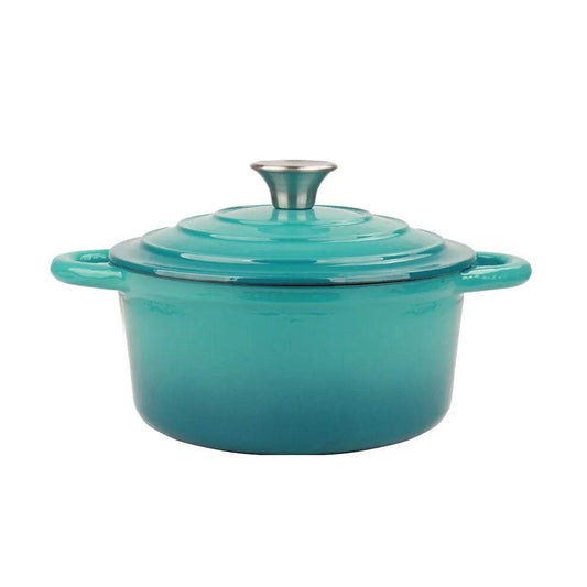 Healthy and Safe, Non-Stick Enameled Cast Iron Dutch Oven Casserole, 21.5x10cm / 8.5x3.9Inch – Blue Green