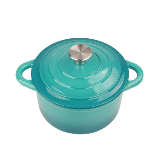 Healthy and Safe, Non-Stick Enameled Cast Iron Dutch Oven Casserole, 21.5x10cm / 8.5x3.9Inch – Blue Green