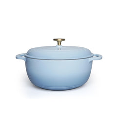 VAV GET 6QT Enameled Cast Iron Round Dutch Oven, Family Style Heavy-Duty Pre-Seasoned Cookware, Healthy & Safe Non-Stick, Oven & Stovetop Safe – Light Cornflower Blue