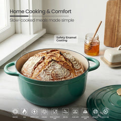 VAV GET Healthy and Safe Non-Stick Enameled Cast Iron 8-Piece Dutch Oven Cookware Set. Includes: 24cm Dutch Oven Fry Pan, Dutch Oven Crepe Pan, 18cm, 21cm, and 24cm Dutch Ovens with Lids.