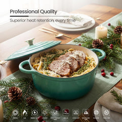 VAV GET Healthy and Safe Non-Stick Enameled Cast Iron 8-Piece Dutch Oven Cookware Set. Includes: 24cm Dutch Oven Fry Pan, Dutch Oven Crepe Pan, 18cm, 21cm, and 24cm Dutch Ovens with Lids.