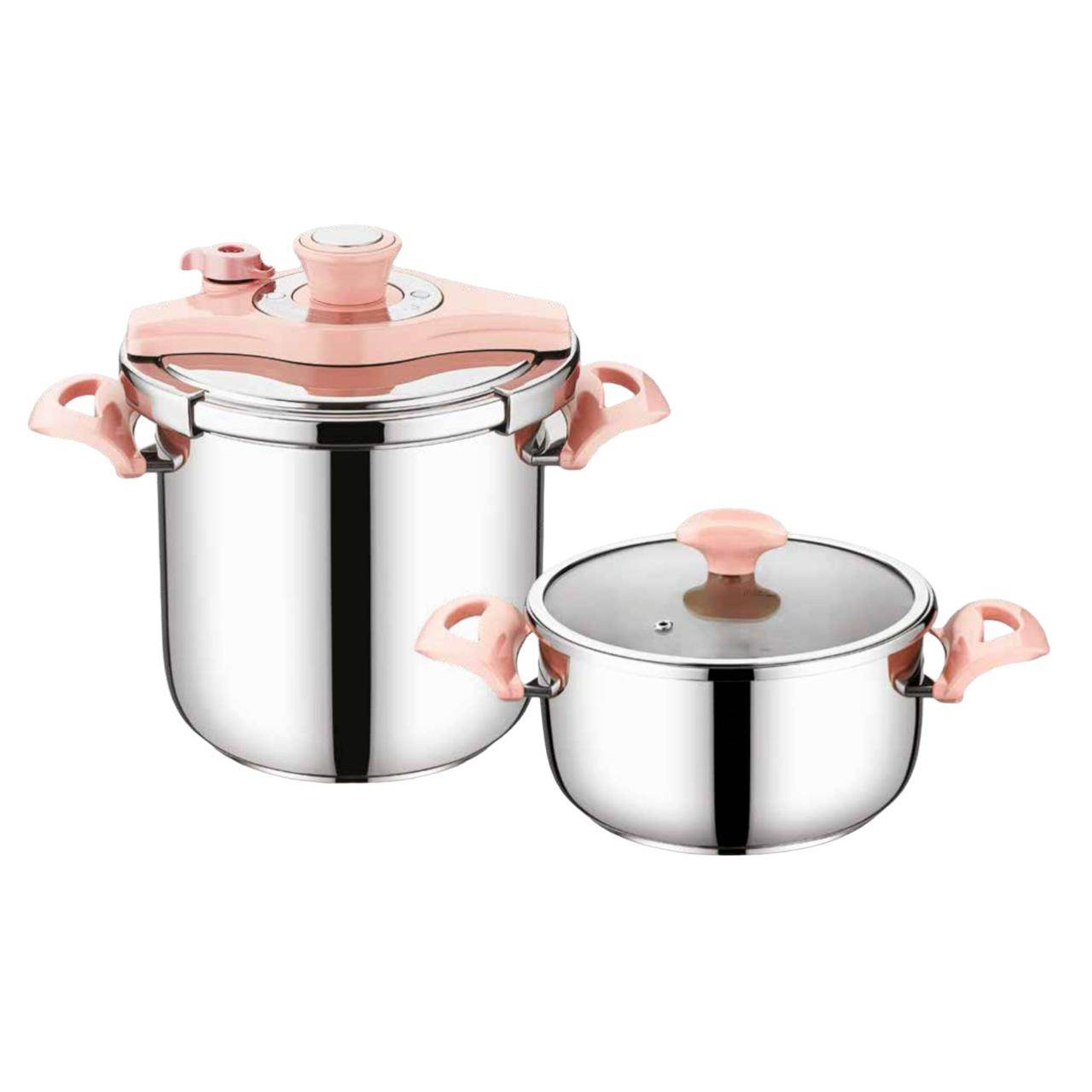 Pressure Cookware 4+7Lt Set. Made In Turkey Pink