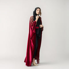 velvet abayas in uae, linen abaya, printed abaya, modern abayas in uae, floral design abaya
