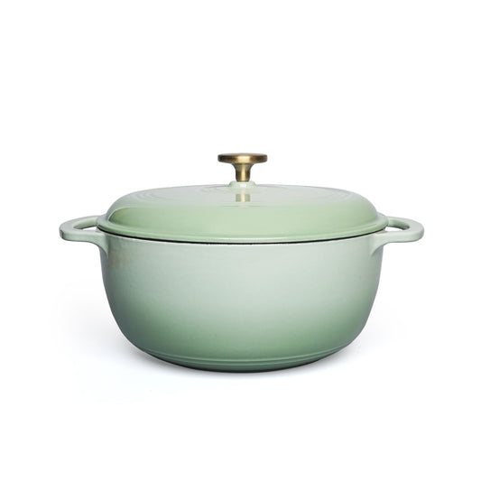 VAV GET 6QT Enameled Cast Iron Round Dutch Oven, Family Style Heavy-Duty Pre-Seasoned Cookware, Healthy & Safe Non-Stick, Oven & Stovetop Safe – Sage Green