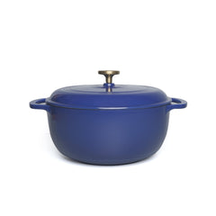 VAV GET 6QT Enameled Cast Iron Round Dutch Oven, Family Style Heavy-Duty Pre-Seasoned Cookware, Healthy & Safe Non-Stick, Oven & Stovetop Safe – Sapphire Blue