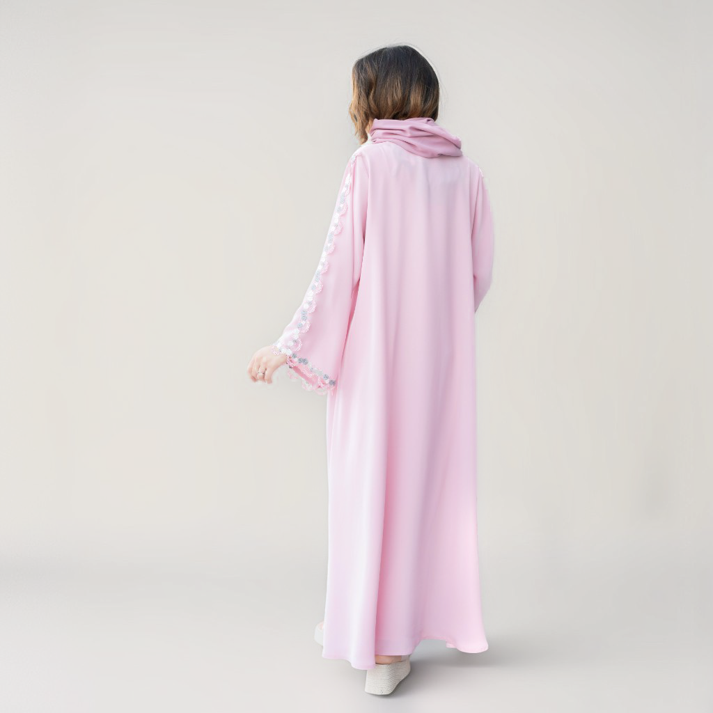 crepe abaya, printed abaya, modern abayas in uae, floral design abayas in uae