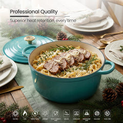 VAV GET Healthy and Safe Non-Stick Enameled Cast Iron 8-Piece Dutch Oven Cookware Set. Includes: 24cm Dutch Oven Fry Pan, Dutch Oven Crepe Pan, 18cm, 21cm, and 24cm Dutch Ovens with Lids.